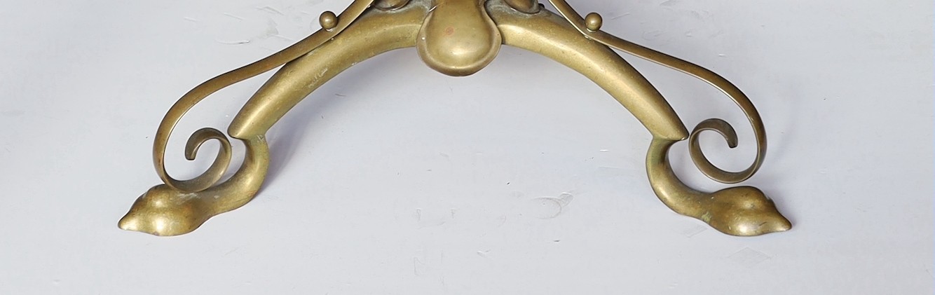 A late 19th century English telescopic lamp standard of Art Nouveau influence, converted from oil to electricity, heigh 149cm. width of base 49cm.
